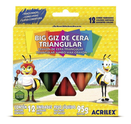 Big Giz Triangular Com 12 Cores Acrilex 09312 Kit 12 Caixas 1