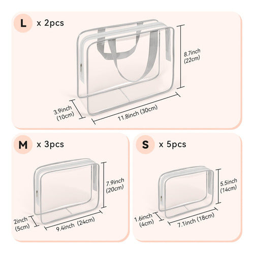 Tisratok 10 Transparent Makeup Bags with Handle, Organizers 1