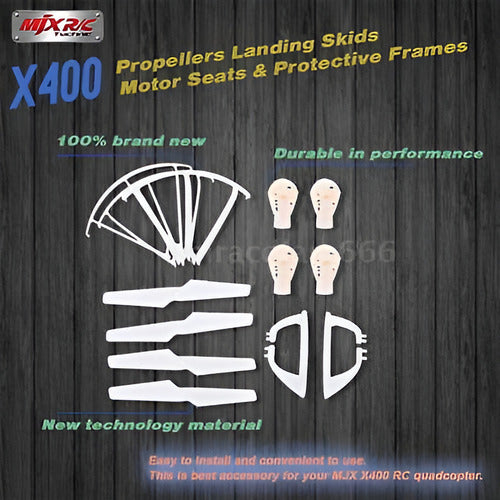 MJX X400 2pcs RC Propellers Motor Seat Landing Skids Protection Frames 0