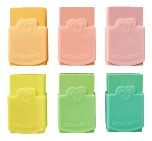 Borracha Plastica Color Pastel C/ Capa Pote C/ 24un Leo&leo 1