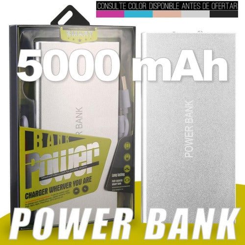 Cargador Portatil Power Bank 5000 Mah + Cable Micro 1