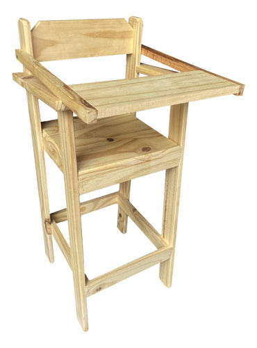 Solid Wood Baby High Chair with Foldable Tray 0