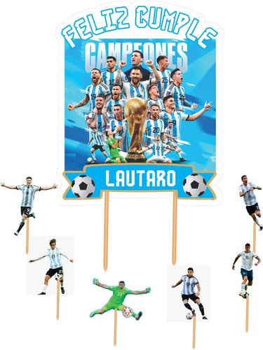 Diseños Fely Adorno Torta Cake Topper Messi Campeón Argentina Qatar 2