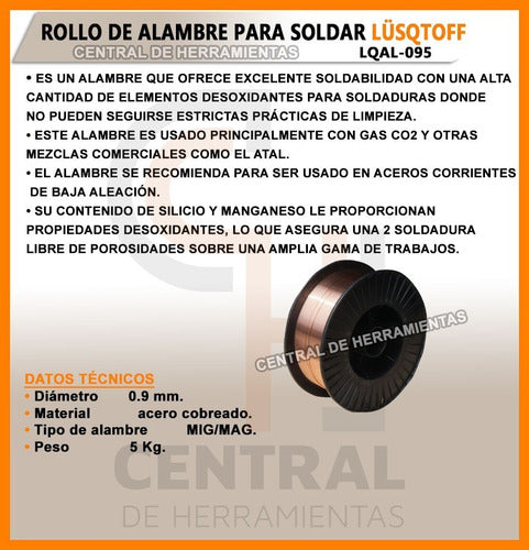 Lüsqtoff Alambre Soldadora Mig Mag Soldar 0.9mm Rollo 5kg LQAL-095 1