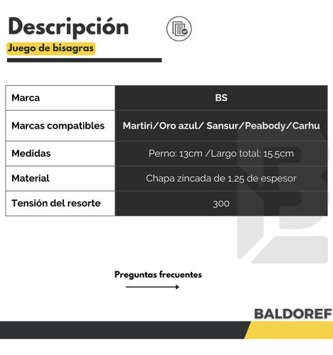 Bisagra Puerta De Horno Martiri  Juego Completo 2