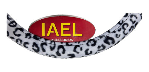 Iael Animal Print Steering Wheel Cover White and Black 38cm Afelpad 1