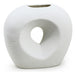 Acra Ceramic Oval Relief Vase in Matte White 0