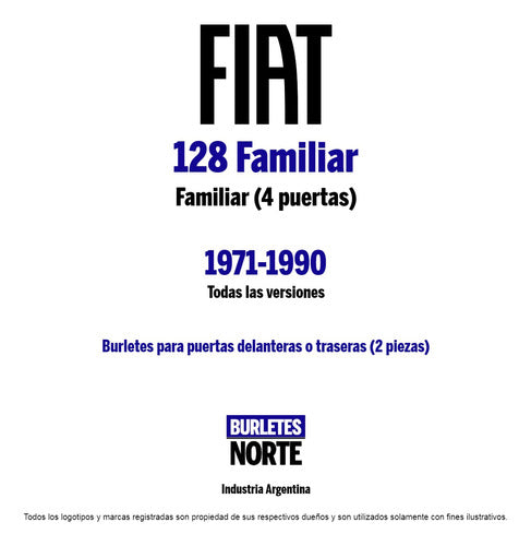 Fiat 128 Familiar 71-90 Car Door Seal Set x2 - Burlete Fiat 128 Familiar 71-90 Prta X2