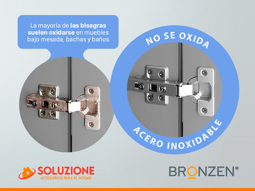 Bronzen Bisagra 35mm Codo 0 Cierre Suave Acero Inoxidable X 20 Unid 1