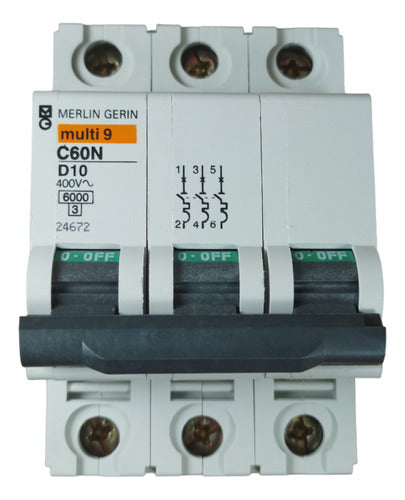 Schneider Tripolar Circuit Breaker 3x10a C60n Curve D 6ka X1u 1