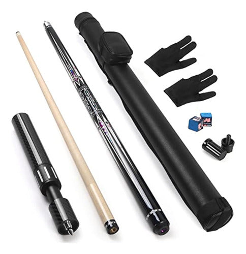 Lotmusic Pool Cue Stick with Telescopic Carbon Fiber Extension 0