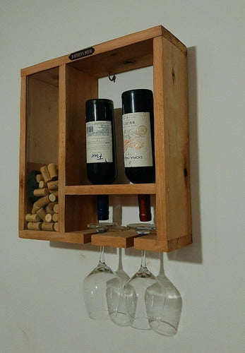 Barrels.Deco Rustic Wooden Wine Rack with Cork Holder 2