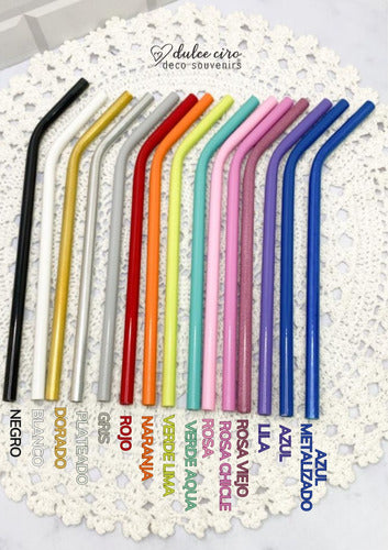 Reusable Aluminum Curved Straws Set of 10 - Assorted Colors 2