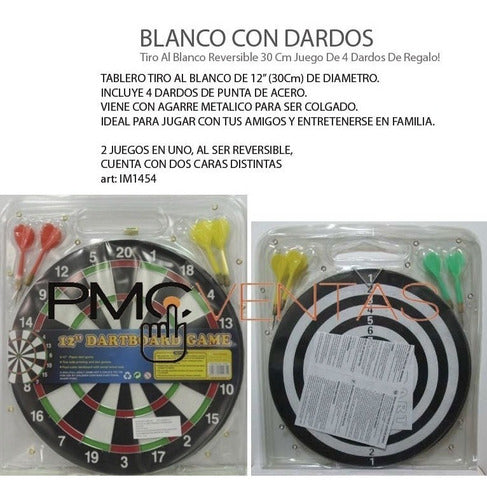 PMC Tiro Al Blanco Reversible 30 Cm Juego Con 4 Dardos 5