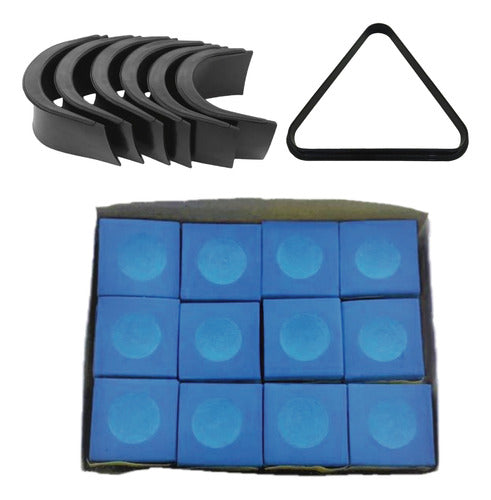 Kit Pool Accessories 6 Open Pockets + 12 Chalks + 1 Triangle 0