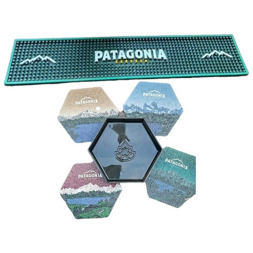 Patagonia Hexagonal Cork Coasters Kit with Long Barmat 0