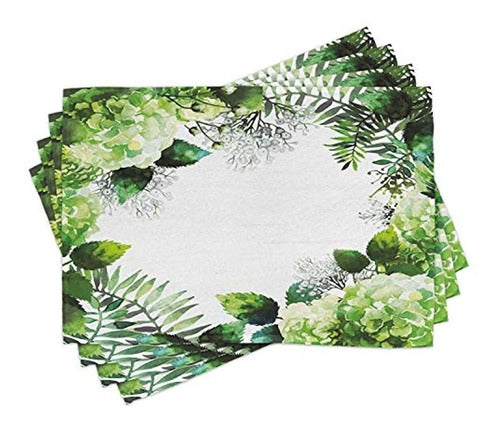 Lunarable Nature Place Mats Conjunto De 4 Hortensia Flores H 0