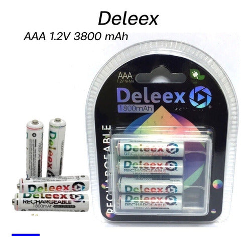 Deleex Rechargeable AAA Batteries x 4 Units 1800mAh in Blister 1