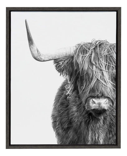 Kate and Laurel Sylvie Highland Cow Portrait in Black and White 0