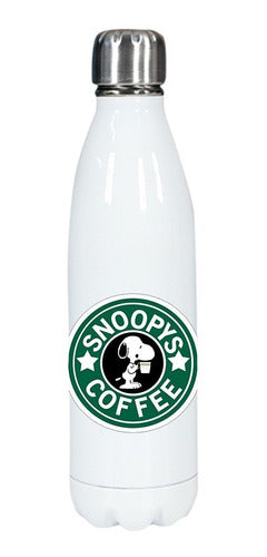 Maldives Design - White Stainless Steel Bottle - Snoopy Coffee 0