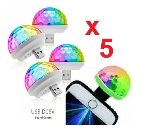 Set of 5 RGB LED Rhythm Audio Magic Balls for Parties - USB and OTG for Mobile Devices 2