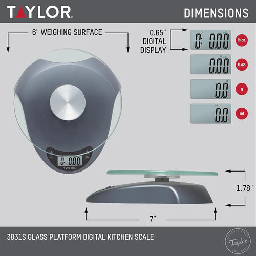 Taylor Escala Digital Cocina Plataforma Cristal 6.6lb 1