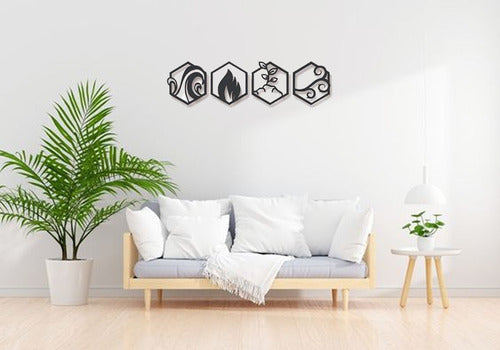 Decorative Wall Art Set - 4 Elements Laser Cut MDF Home Decor 5