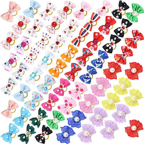 Comsmart - 60 Hair Bows for Dogs, 30 Pairs of Bows 0