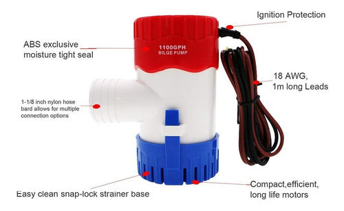 12V 1100 GPH Submersible Pool Drain Pump 4