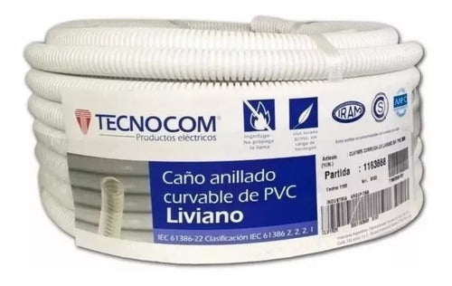 Tecnocom Pack X 5 Caño Corrugado Blanco 3/4 25 Mts Ignifugo 0