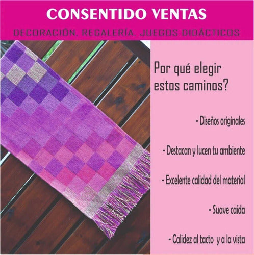Decorative Plain Chenille Table Runner 0.40x2.00 Fuchsia - Camino Mesa Decorativo Liso Chenille 0,40X2,00 Color Fuxia