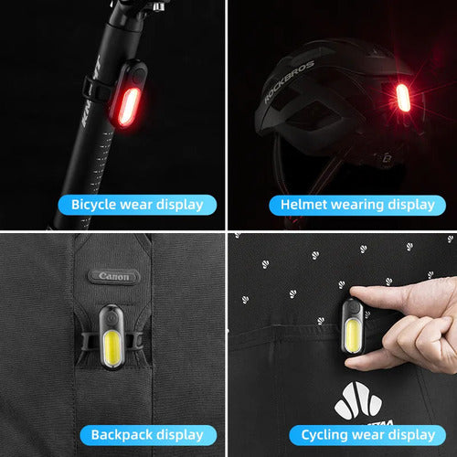 Rockbros Bike Rear Light with Clip for Helmet, Bag, Candle, or Clothing 1