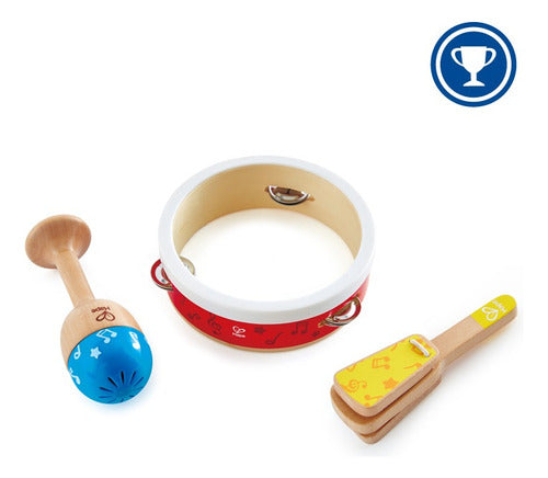 Hape Percussion Set: Tambourine, Maraca, Castanets Toy 3