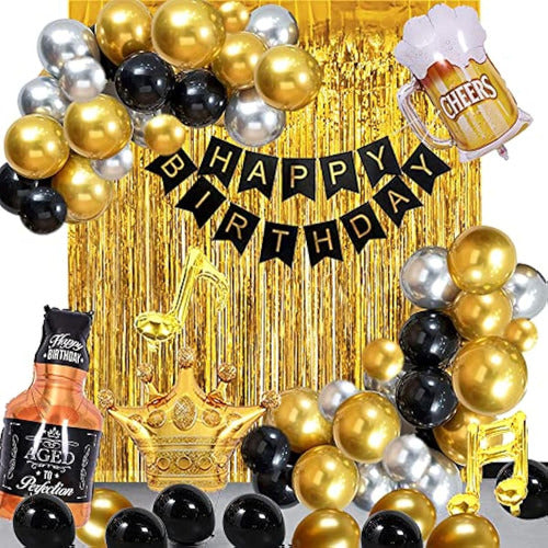 Black and Gold Birthday Party Decorations for Men 0