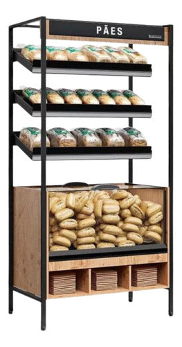 Gelopar Vertical Wall Bread Display Case with LED Lighting 0