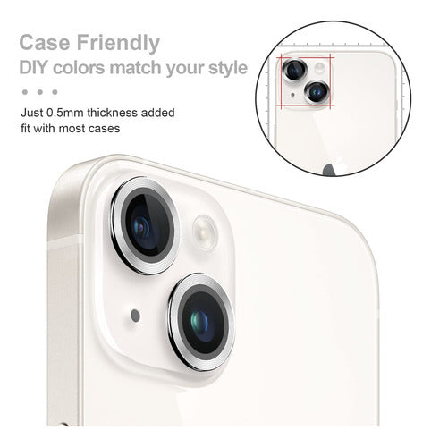 Jeluse Camera Lens Protector for iPhone 14 and Plus Silver (2 Kit) 4