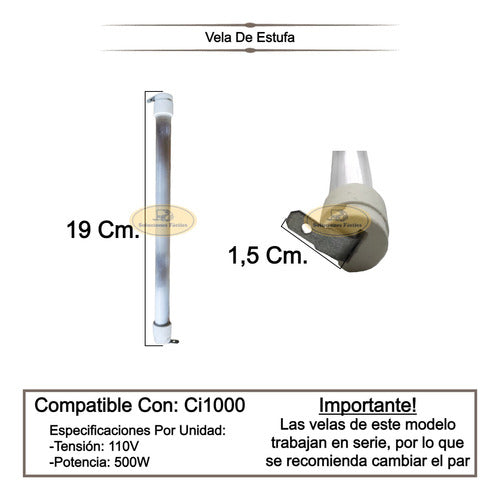 Vela Tubo Infraroja De Estufa Axel 220v 400w Original 1