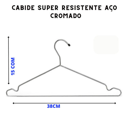 Kit 50 Cabide Adulto Metal Cromado Tintureiro Atacado 5