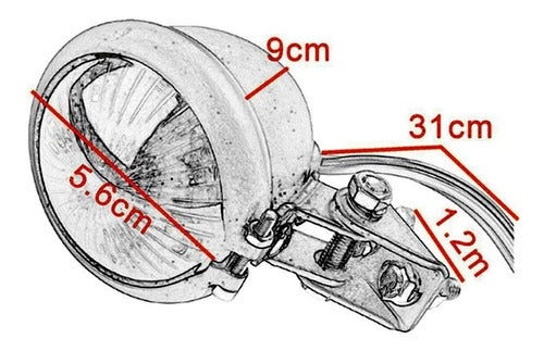 Bitemoto Luz Trasera De Brillo Redonda Retro Moto Cafe Racer 5