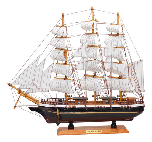 Navio Decorativo Barco Madeira 45cm X 48cm M4a 1