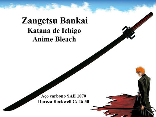 Zangetsu Bankai Espada Bleach De Combate Katana Aço Carbono 1