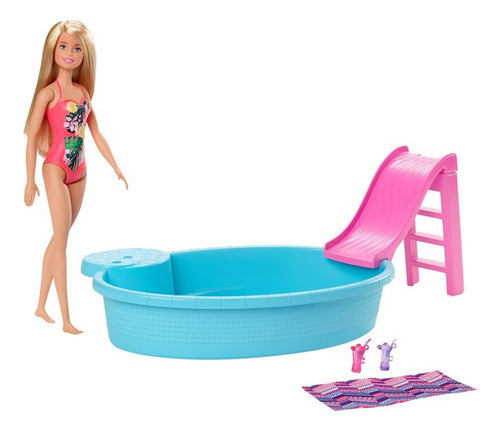 Barbie Pool Set with Accessories - Doll in Swimsuit 0