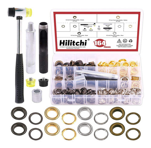 Hilitchi Kit De 160 Ojales De 1/2 C/herramienta De Perforacion-4 Col 0