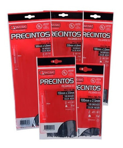 Tacsa Precinto N°8 350 Mm X 7.6 Mm Negro Bolsa X 100 Uds 0