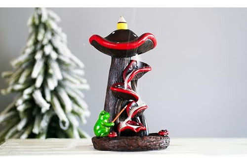 Hollishowe Mushroom Incense Waterfall Holder With 30 Backflow Cones & Sticks 5