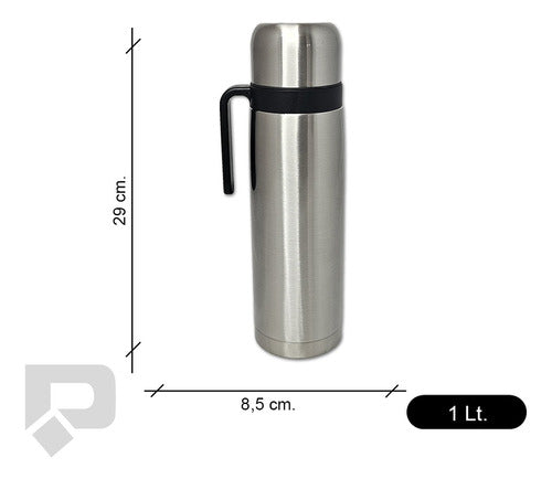 Höffner Double-Wall Stainless Steel Thermos with Handle - 1 Liter 1