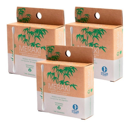 Bamboo Biodegradable Swabs Meraki Pack of 3 x 100 Ct - 300 Swabs 0