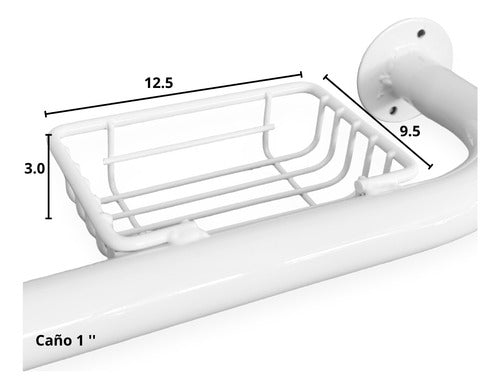 Romano Bathroom Safety Kit with L-Shaped Grab Bar, 60cm Fixed Bar, and Soap Holder 4