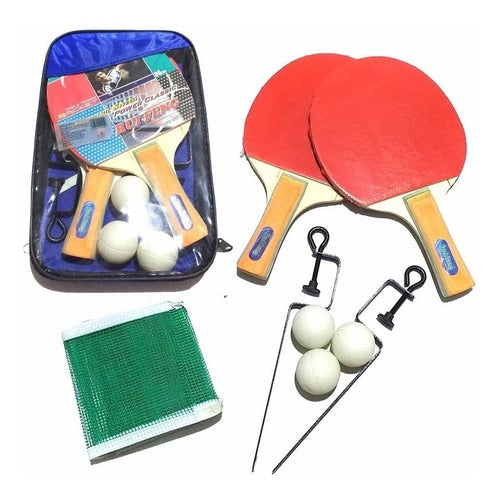 Faydi Set Ping Pong En Cartuchera Paletas Pelotas Red Soportes 4