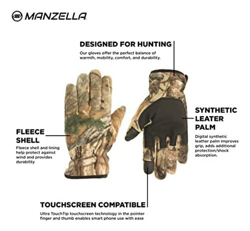 Manzella Men's Lakewood Fleece Waterproof Hunting Gloves Realtree Xtra Large-X-Large US 1